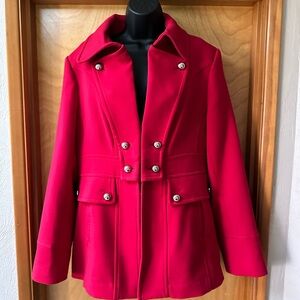 White House Black Market Women's Red Pea Coat